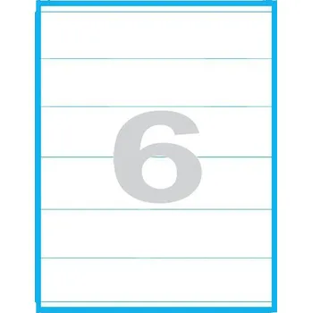 Samolepící etiketa Etikety MP print samolepící A4, 210x48 mm, 6ks/arch, 100 archů, reflexní červené