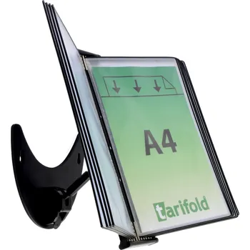 3D kovový držák s ramenem a rámečky Tarifold, 10 rámečků A4, černé rámečky