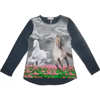 Dívčí tričko Dívčí tričko dl.r. Kugo DT9361 tmavě šedé