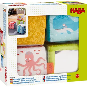 Hračka pro nejmenší Haba Textilní kostky Mořský svět 6m+