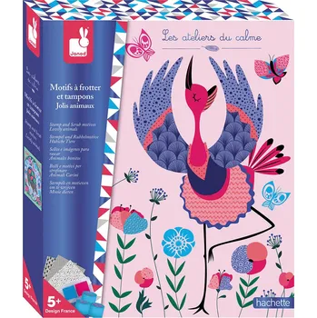 kreativní sada Janod Atelier Škrabací obrázky s razítky Zvířata Maxi 5+