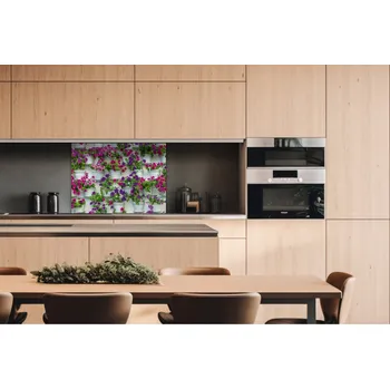 Obklad DIMEX | Dibond za kuchyňskou linku DBW-08060-176 | 80 x 60 cm | Květiny v truhlících + Dibond deska za kuchyňskou linku DIMEX v rozměru 80 x 60 cm, motiv Květiny v truhlících