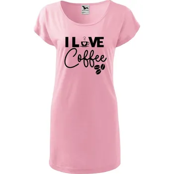 Dámské šaty DOBRÝ TRIKO Dámské tričko/šaty I love coffee Velikost: L, Barva: Růžová
