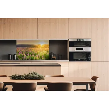 Obklad DIMEX | Dibond za kuchyňskou linku DBW-10060-145 | 100 x 60 cm | Západ slunce na louku + Dibond deska za kuchyňskou linku DIMEX v rozměru 100 x 60 cm, motiv Západ slunce na louku