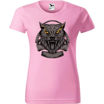 DOBRÝ TRIKO Dámské tričko s potiskem Vlčí hlava Barva: Růžová, Velikost: L