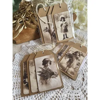 Pod Rukama Vánoční visačky s vintage obrázky 5 ks