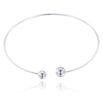 Náhrdelník MINET Stříbrný pevný náhrdelník s kuličkami pro úzký krk JMAS0263SN45