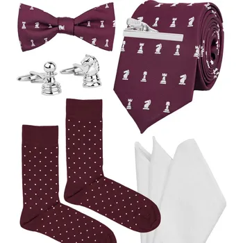 Bubibubi Vínová šachová sada s kravatou a motýlkem Vínová