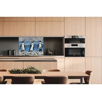 Obklad DIMEX | Dibond za kuchyňskou linku DBW-08060-112 | 80 x 60 cm | Tučňáci + Dibond deska za kuchyňskou linku DIMEX v rozměru 80 x 60 cm, motiv Tučňáci