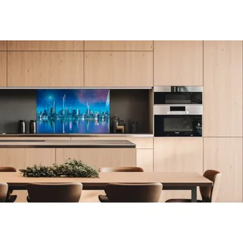 Obklad DIMEX | Dibond za kuchyňskou linku DBW-10060-036 | 100 x 60 cm | Město budoucnosti + Dibond deska za kuchyňskou linku DIMEX v rozměru 100 x 60 cm, motiv Město budoucnosti