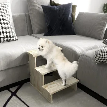 Schody a rampa pro psa Schody pro domácí mazlíčky 40x46,5x45 cm | přírodní