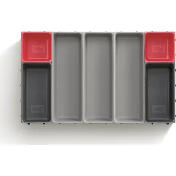 Příborník do zásuvky JOSEPH JOSEPH Variabilní organizér do zásuvky Duo Blox 7 851675, šedý/červený