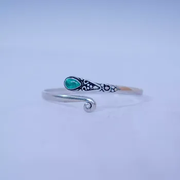 Náramek Náramek z německého stříbra s polodrahokamem Sharifa Malachit, Sittar