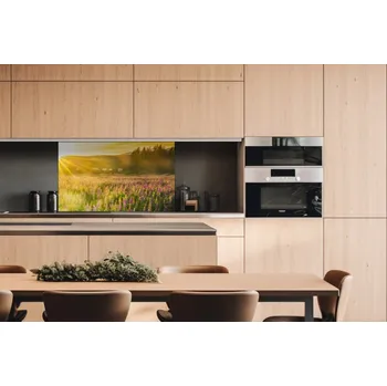 Obklad DIMEX | Dibond za kuchyňskou linku DBW-10060-201 | 100 x 60 cm | Sluneční paprsky nad loukou + Dibond deska za kuchyňskou linku DIMEX v rozměru 100 x 60 cm, motiv Sluneční paprsky nad loukou