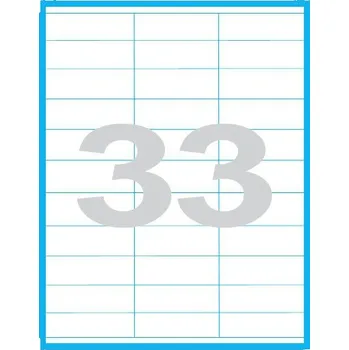 Samolepící etiketa Etikety MP print samolepící A4, 70x25,4 mm, 33ks/arch, 100 archů, reflexní červené