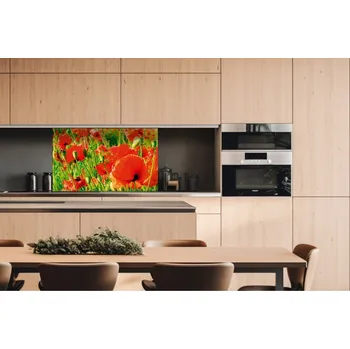 Obklad DIMEX | Dibond za kuchyňskou linku DBW-10060-028 | 100 x 60 cm | Červené vlčí máky + Dibond deska za kuchyňskou linku DIMEX v rozměru 100 x 60 cm, motiv Červené vlčí máky