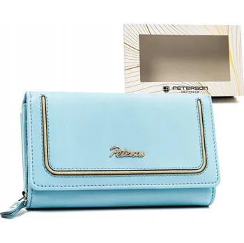 Peněženka Velká, kožená dámská peněženka na patentku a zip Barva: modrý