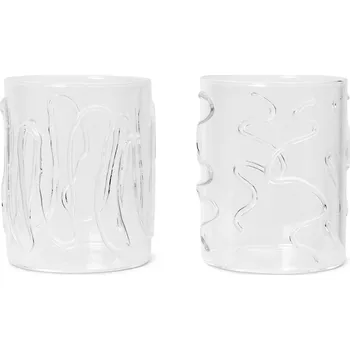 Sklenice Sklenice na vodu DOODLE 350 ml, sada 2 ks, čirá, sklo, ferm LIVING - doprava zdarma od 2999 Kč