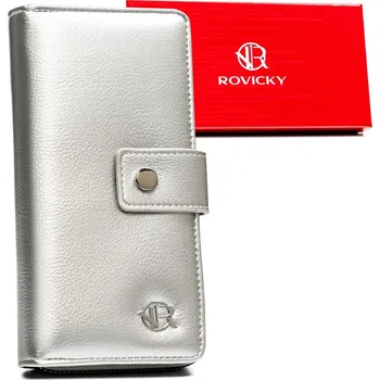 Peněženka Velká, klasická dámská peněženka z ekologické kůže Barva: Stříbrná