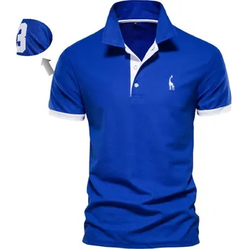 Pánské tričko Pánské tričko polo s límečkem a žirafou Velikost: S, Barva (Varianta): T02-blue