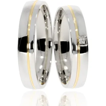 Prsten Zlaté snubní prsteny CR-F-3729 Kameny: Se Zirkony