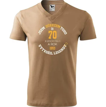 Pánské tričko DOBRÝ TRIKO Pánské V tričko 70 je jenom číslo Velikost: 3XL, Barva: Písková