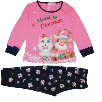 Dívčí pyžamo Dívčí pyžamo vánoční Kugo MP5868 růžová / modrá