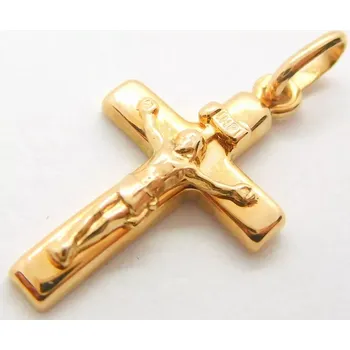 Přívěsek Klenoty Budín Mohutný zlatý přívěsek z růžového zlata křížek s Kristem 585/1,03gr 01217 (Klenoty Budín Mohutný zlatý přívěsek z růžového zlata křížek s Kristem 585/1,03gr 01217)