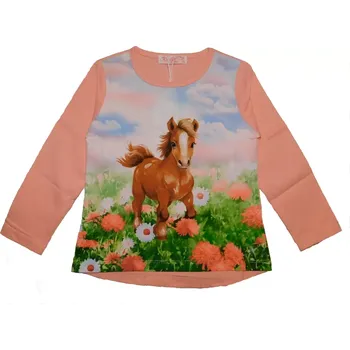 Dívčí tričko dl.r. Kugo DT9360 meruňkové