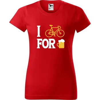 Dámské tričko DOBRÝ TRIKO Dámské tričko s potiskem For beer Barva: Červená, Velikost: L