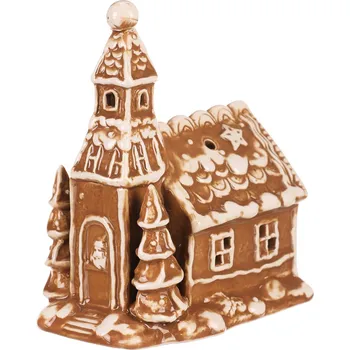 Svícen Svícen perníkový kostelík keramika 707846 16 cm 