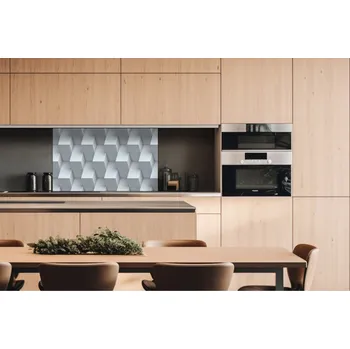 Obklad DIMEX | Dibond za kuchyňskou linku DBW-10060-096 | 100 x 60 cm | 3D krychlová zeď + Dibond deska za kuchyňskou linku DIMEX v rozměru 100 x 60 cm, motiv 3D krychlová zeď