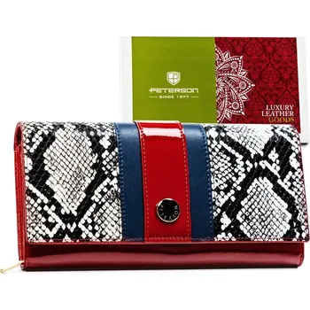 Peněženka Dámská kožená peněženka s hadí kůží a klopou Barva: Červená