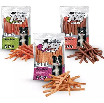 Pamlsek pro psa 3x Calibra Joy Dog Classic Lamb, Beef, Duck Strips 250g