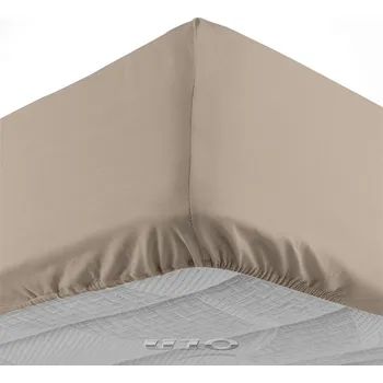 Prostěradlo Douceur d'intérieur Bavlněné prostěradlo s gumou, 160 x 200 cm, béžové