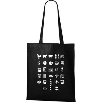 Nákupní taška DOBRÝ TRIKO Bavlněná taška s potiskem Travel Barva: Černá