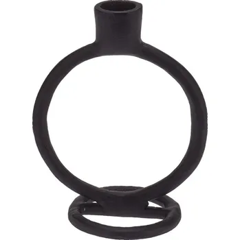 Svícen Hliníkový svícen kruh na kónickou svíčku 115x75x150mm, černý 143 gram 144 gram