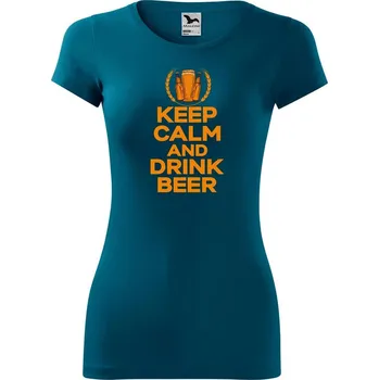 DOBRÝ TRIKO Dámské tričko Keep calm beer Velikost: L, Barva: Petrolejová