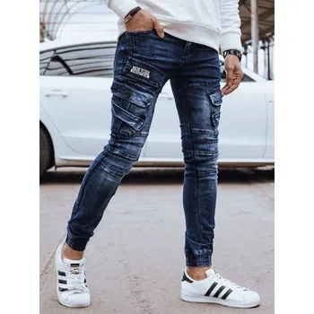 Pánské džíny Pánské riflové kalhoty džíny s nakládanými kapsami UX4329 Barva: Nebeská, Velikost: 28/42