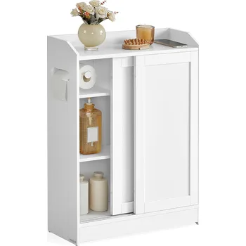 Koupelnový nábytek VASAGLE Koupelnová skříňka úzká s posuvnými dvířky 60 x 20 x 80 cm bílá