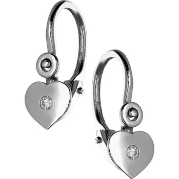 Náušnice Zlaton Visací náušnice bílé zlato srdce se zirkony výška 1.3cm váha 1.15g 001170907243