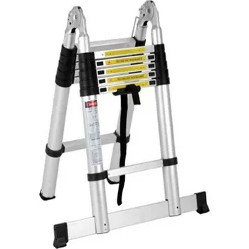 zvedák GMP Teleskopický hlinikový žebřík dvoustranný 3,8m, 12 příček, nosnost 150kg