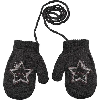 Rukavice BeSnazzy pletené dětské rukavičky zateplené s obrázkem - dívčí - tmavě šedé, velikost: 12cm