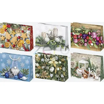 Dárková taška Taška papírová dárková 30x23x10 cm (lak) - vánoční (mix 1)