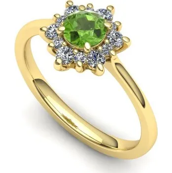 Prsten Prsten s olivínem a brilianty PK21002 Materiál: Červené zlato 14kt, Velikost: 59