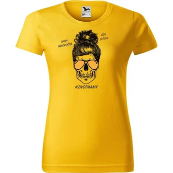 Dámské tričko DOBRÝ TRIKO Dámské tričko s potiskem Život mámy Barva: Žlutá, Velikost: M
