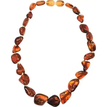 Dětské navlékací korálky Dětské exkluzivní jantarové korálky cca 34 cm (tmavě medové oválky)