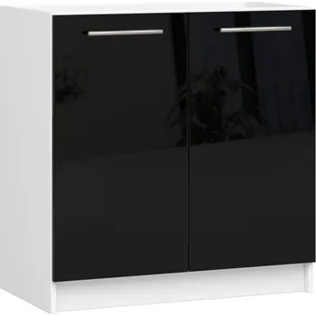 Kuchyňská skříňka Kuchyňská skříňka OLIVIA S80 2D- bílá/černý lesk