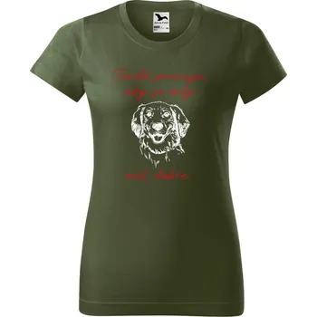 Dámské tričko DOBRÝ TRIKO Dámské tričko s potiskem Tvrdě pracuji pes Barva: Khaki, Velikost: S