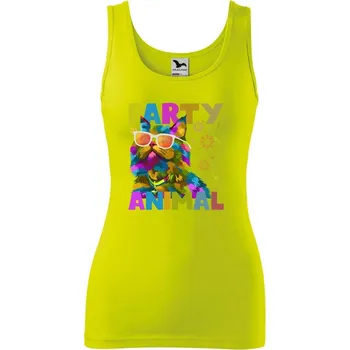 Dámské oblečení DOBRÝ TRIKO Dámské tílko s potiskem Party animal Velikost: S, Barva: Limetková